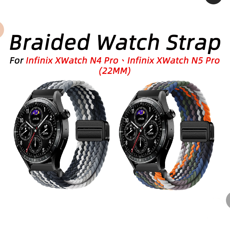 สําหรับ Infinix XWatch N4 Pro/ Infinix XWatch N5 Pro สาย Magnetic Snap สายไนลอนสายรัดรัดข้อมือลําลอง