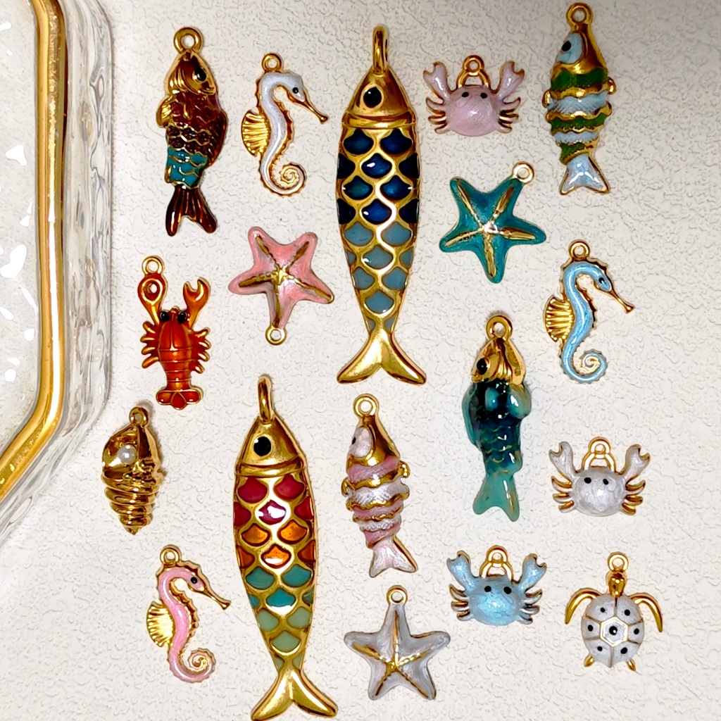 สแตนเลส ocean series จี้ปลาปูสังข์ DIY charm ขายส่ง