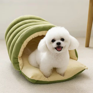 บ้านที่นอนสัตว์เลี้ยงกึ่งปิด, เบาะอุ่นนุ่มพิเศษสําหรับฤดูหนาว, ถอดซักได้, ขนาดใหญ่สําหรับแมวและสุนัข, ทนทานและปลอดภัย