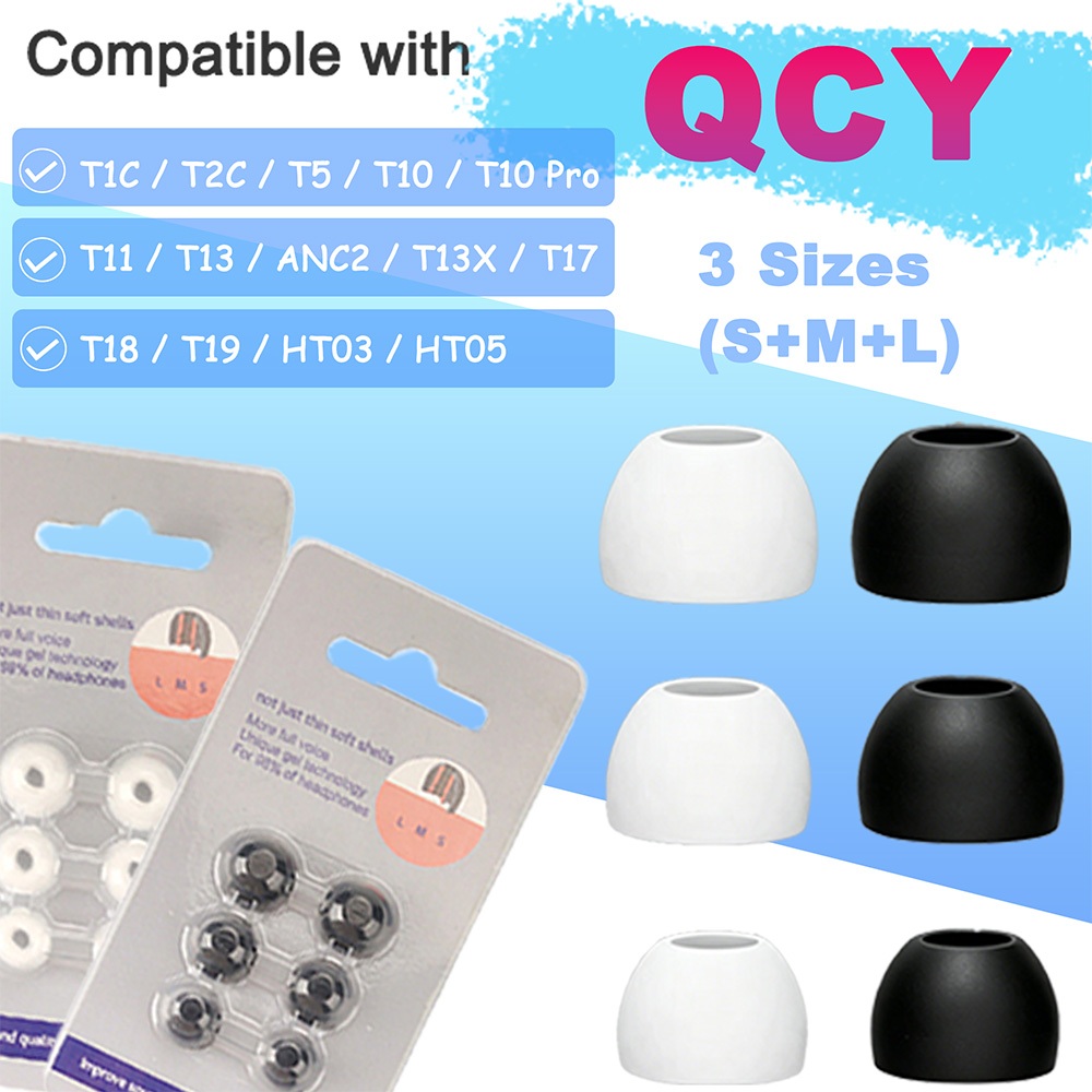 เคล็ดลับหู S/M/L สําหรับ QCY T1C / T2C / T5 / T10 Pro / T11 / T13 / ANC2 / T13X / T17 / T18 / T19 / 
