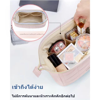 กระเป๋าแต่งหน้า กระเป๋าเครื่องสําอางสําหรับเดินทาง กระเป๋าเปิดกว้าง Puffy เบาะ Make Up Organizer