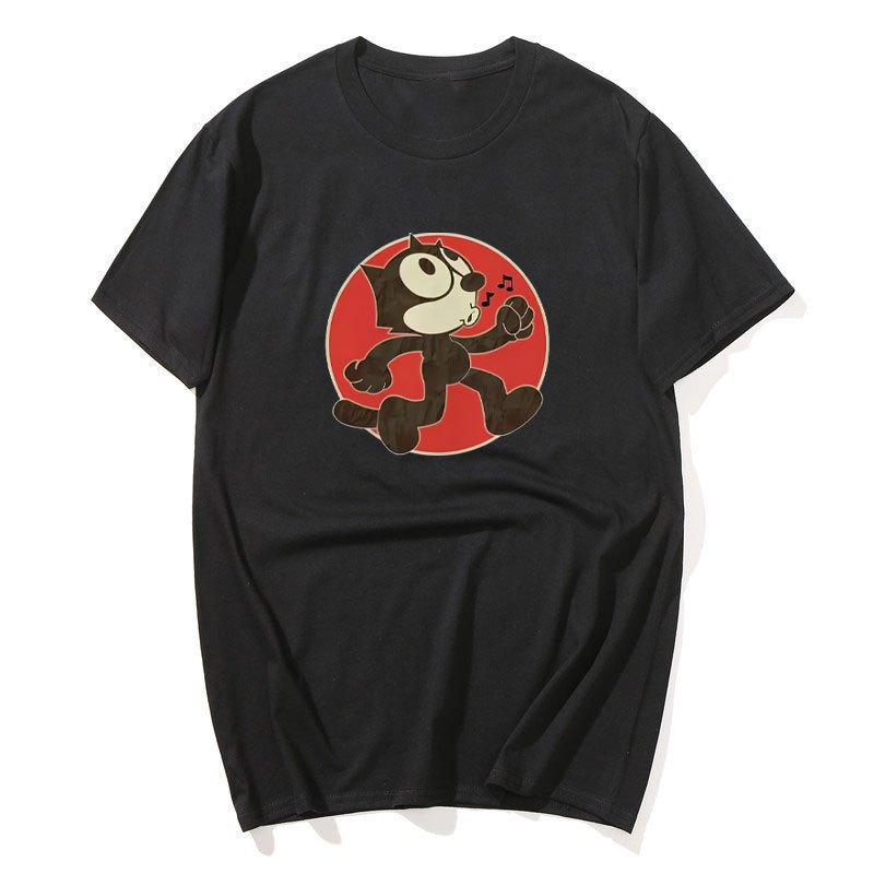 ผู้ชาย Felix Cat Keep Walking T เสื้อผ้าฝ้าย Tees ฤดูร้อน Streetwear เสื้อยืดแขนสั้น O-คอ Harajuku C
