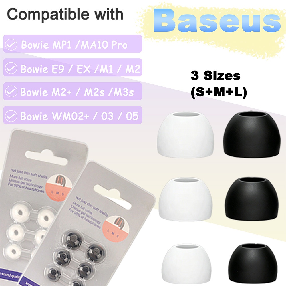 สําหรับ Baseus Bowie MP1 MA10 Pro E9 EX M1 M3s M2/M2s WM02/WM03 WM05 ซิลิโคนนุ่มหูเคล็ดลับ S/M/L