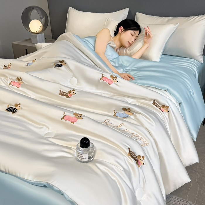 Dachshund ผ้าห่มเนียน ผ้าไหมน้ําแข็ง ผ้านวมฤดูร้อน ผ้าห่มบาง ผ้านวมเดี่ยว/ควีน/คิงไซส์ ผ้านวม Silky