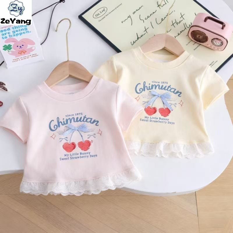 [ZY] 70-140 พร้อมสต็อกเด็กผ้าฝ้ายแท้แขนสั้นเสื้อยืดหวานสบายๆ T ทารกแฟชั่น Bottoming เสื้อ All-Match เสื้อผ้าเด็กแฟชั่น Fast Shipping