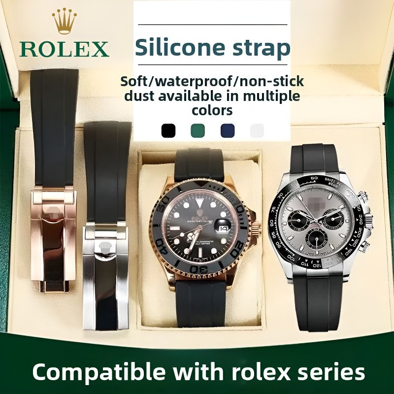 สายยางนาฬิกา 20 มม. สำหรับ Rolex Daytona Submariner Explorer Yacht-Master – สายซิลิโคนกันน้ำแบบสปอร์ต