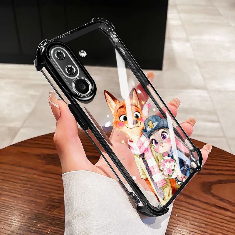 SAMSUNG YBDเคสโทรศัพท์สําหรับSamsung Galaxy A17 M17 F17 A13 A14 A15 A16 A04S A05S M14 F14 4G 5Gการ์ตูนFox & กระต่ายสี่มุมAnti-Fallฝาครอบป้องกัน