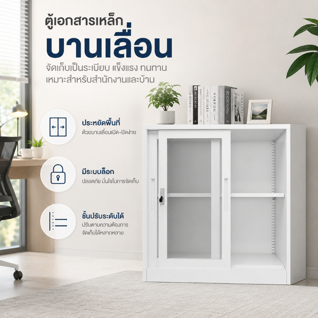 ตู้เก็บเอกสารเหล็ก (ประตูบานเลื่อน) ประตูโปร่งใส กันสนิมกันน้ํา หลากหลายรูปแบบ