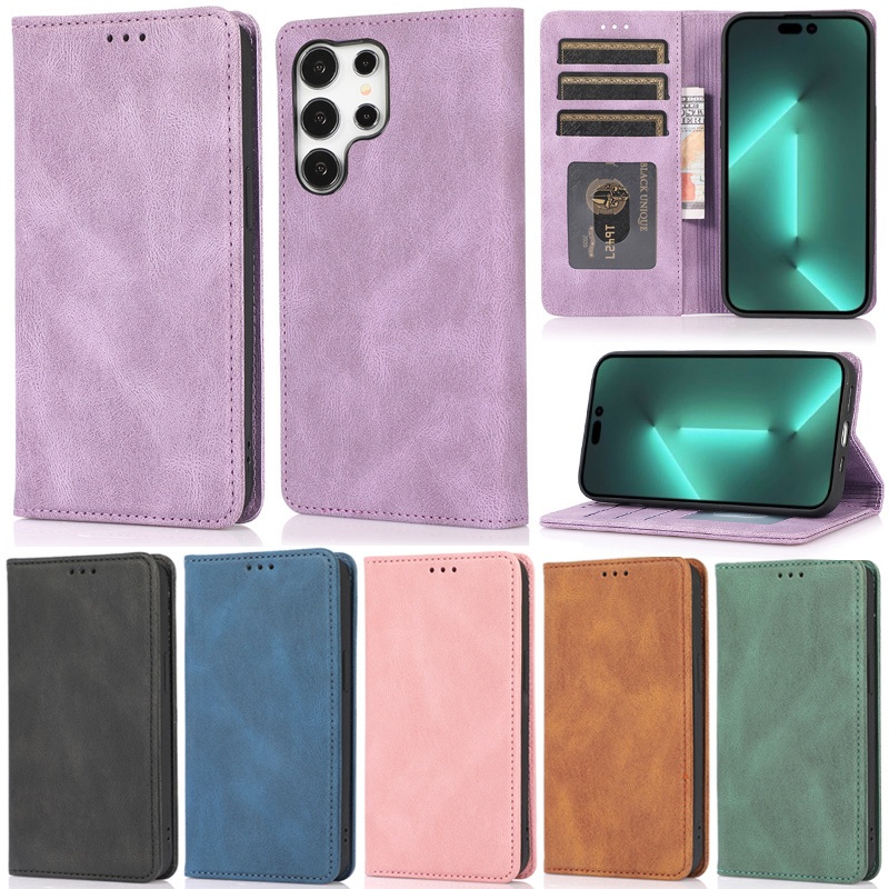 Deluxe สําหรับ Samsung Galaxy S26 Ultra S25 FE S24 Ultra S25/S24 FE S23 Ultra S26 Plus S23 FE S25 Edge Retro กระเป๋าสตางค์ช่องใส่การ์ดผิวหนังแม่เหล็ก Flip Stand ฝาครอบปลอก