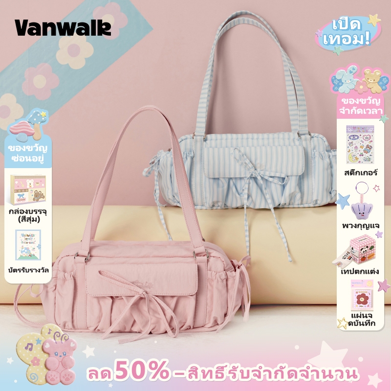 Vanwalk，(LP，ส่งจากไทย）， Mobile Account Series V2912 Bow Shoulder Bag Womens Handheld Tote Bag