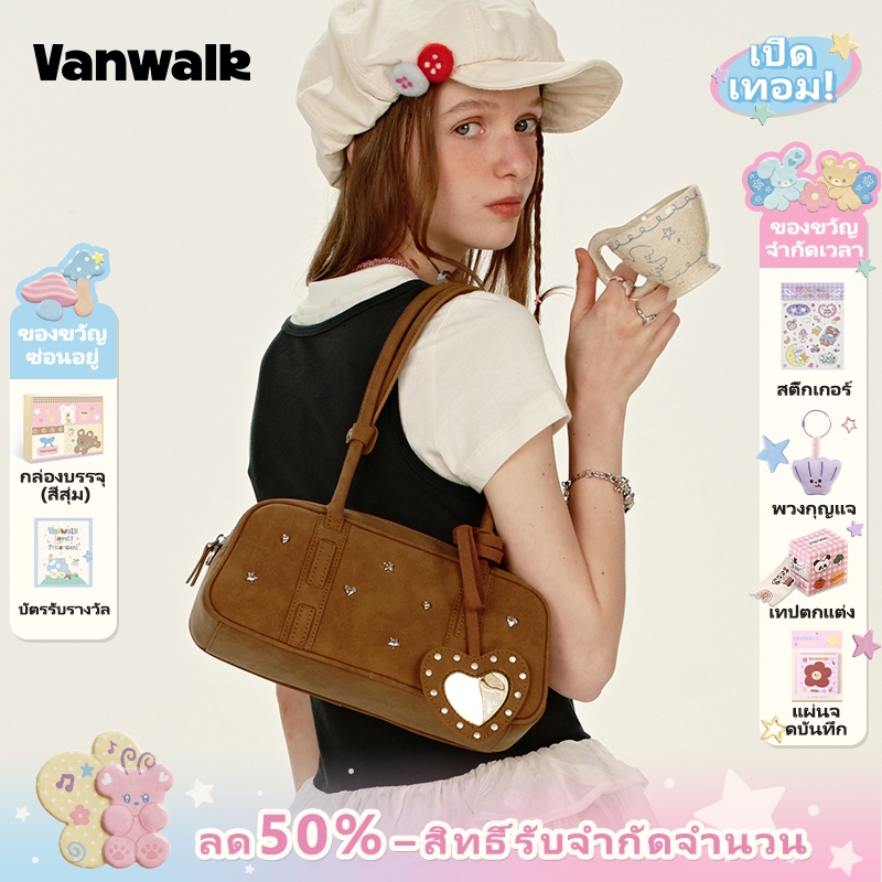 Vanwalk，(LP，ส่งจากไทย），บัญชีมือ Series V2895 กระเป๋าสะพายหมุดย้ํา กระเป๋าถือผู้หญิง