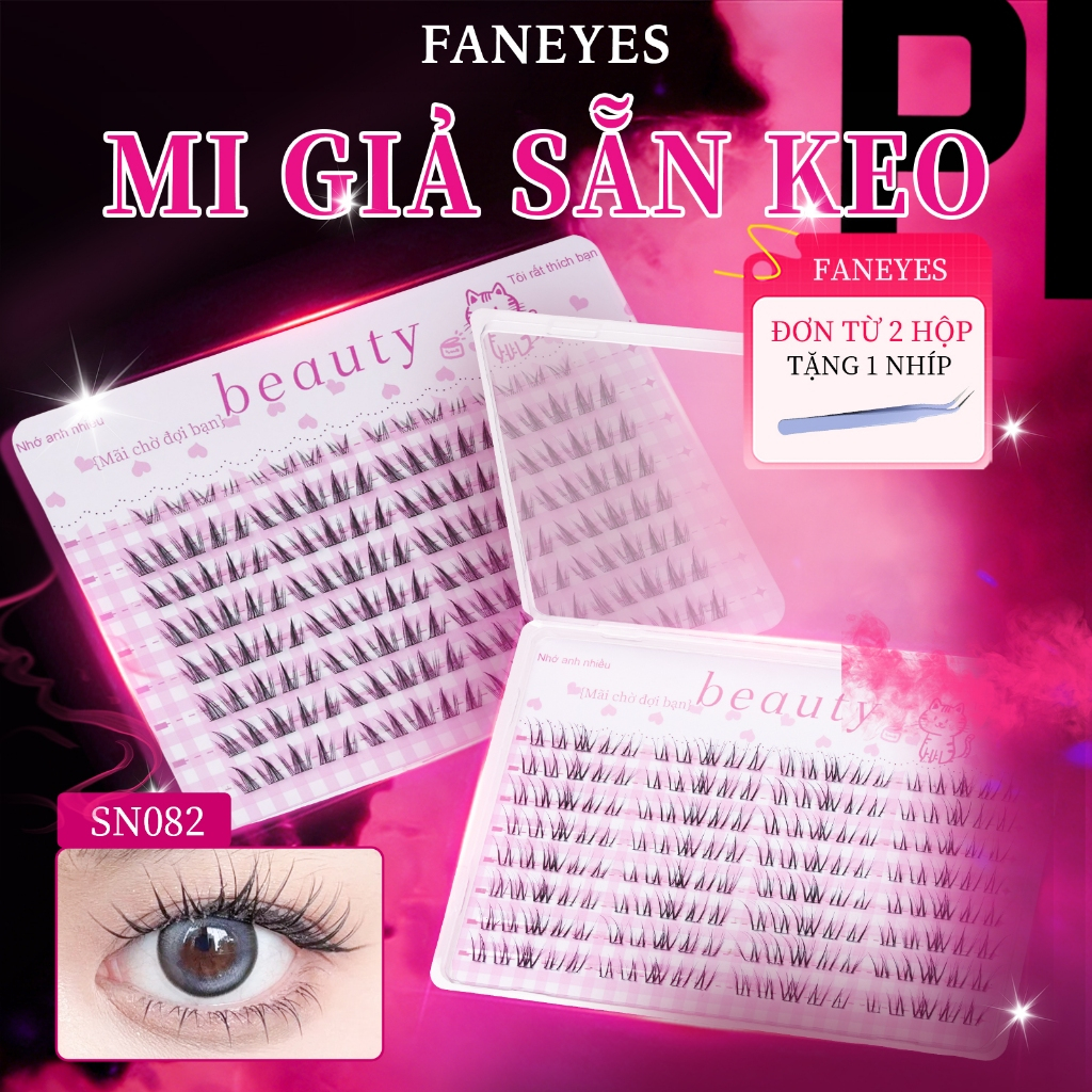 Faneyes ขนตารัศมี 10 แถว ขนตา 3D นุ่มสวย กาวเจลใส ทำให้ดวงตาดูเป็นธรรมชาติ หนาแน่นสมจริง รุ่น #SN/#SH