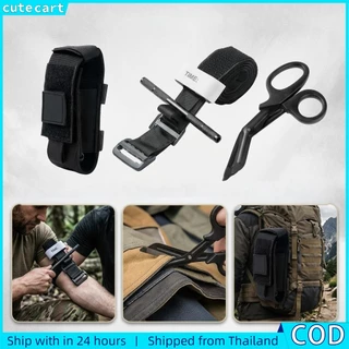 ชุดกู้ภัยตั้งแคมป์ 3 ชิ้น | หลอดพลาสติก Tourniquet Survival Rescue เครื่องมือฉุกเฉิน Molle Kit