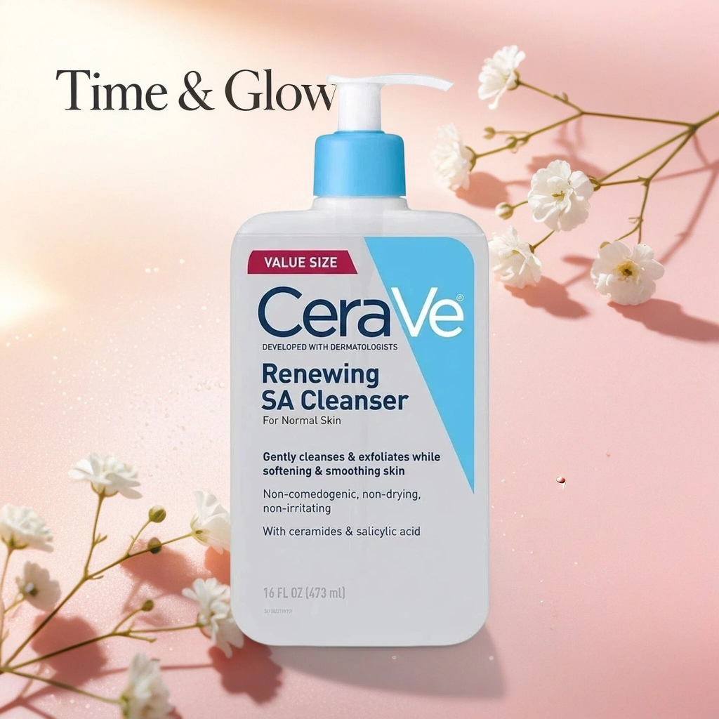 Top Rated CeraVe Renewing SA Cleanser, Dermatologist-Devloped, Gentle Exfoliating Cleanser with Ceramides เพื่อผิวนุ่มเนียน