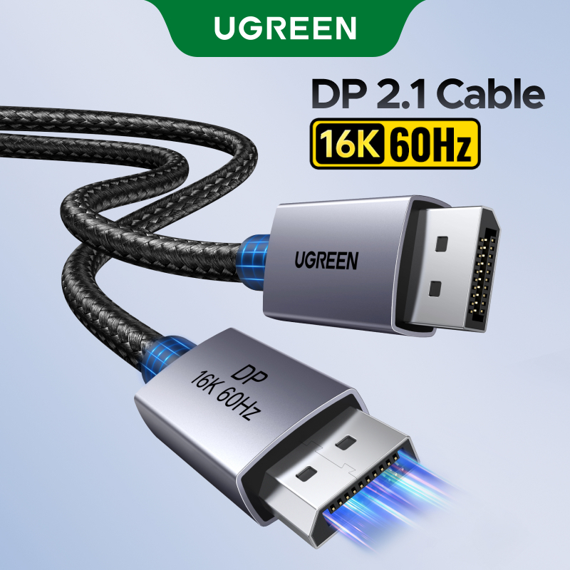 UGREEN สาย DisplayPort 2.1 DP2.0 80Gbps รองรับ 16K@60Hz 8K@240Hz 4K@240Hz HDR, HDCP, DSC 1.2a, Braided Display Port Cable Cord ใช้งานร่วมกับ FreeSync G-Sync Video