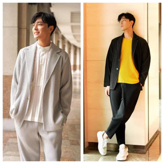 มิยาเกะ จีบเสื้อผ้าผู้ชายข้อบกพร่องทุกชนิดของฤดูใบไม้ร่วงเสื้อกางเกงหลากหลายขนาดเล็กออกไม่ตรงกันปกติสวมใส่จิตใจไม่ยิง