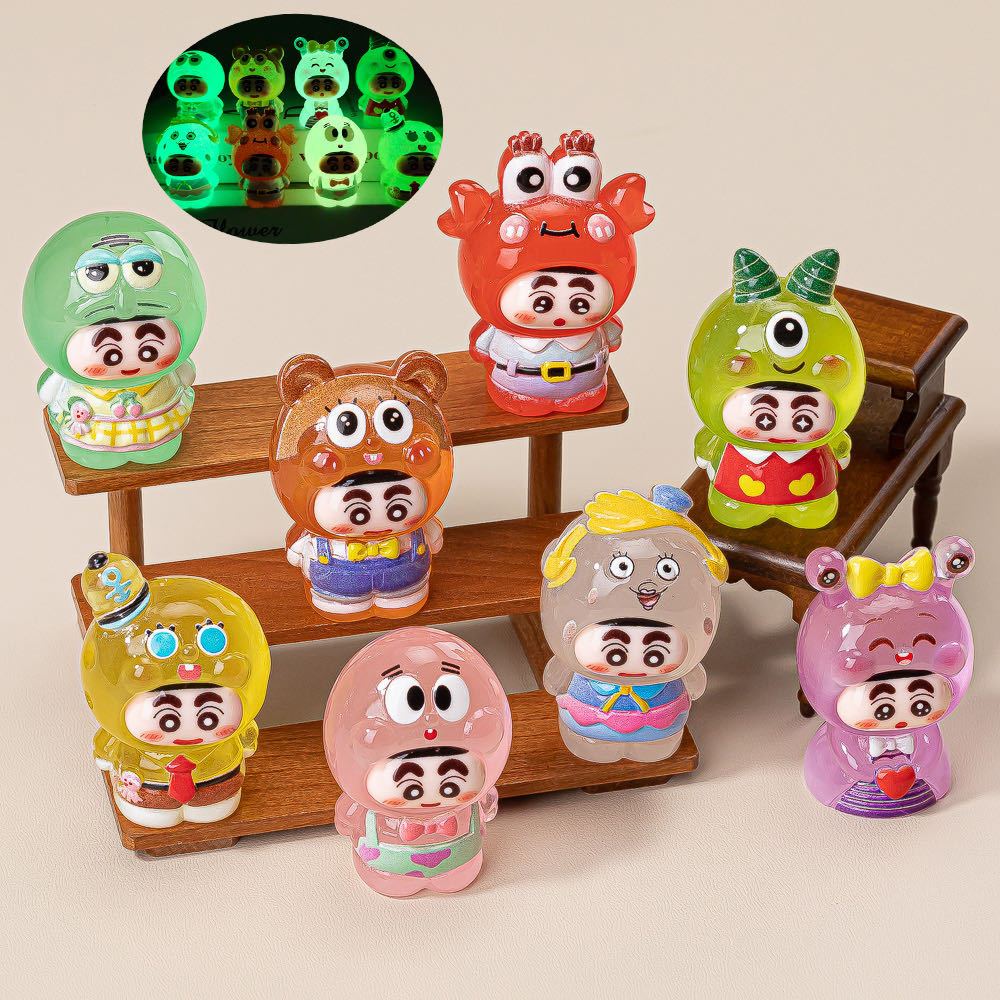 8 ชิ้นฟองน้ําแข็ง Bob Shin-chan 3D เรซิ่น Charms สําหรับ DIY