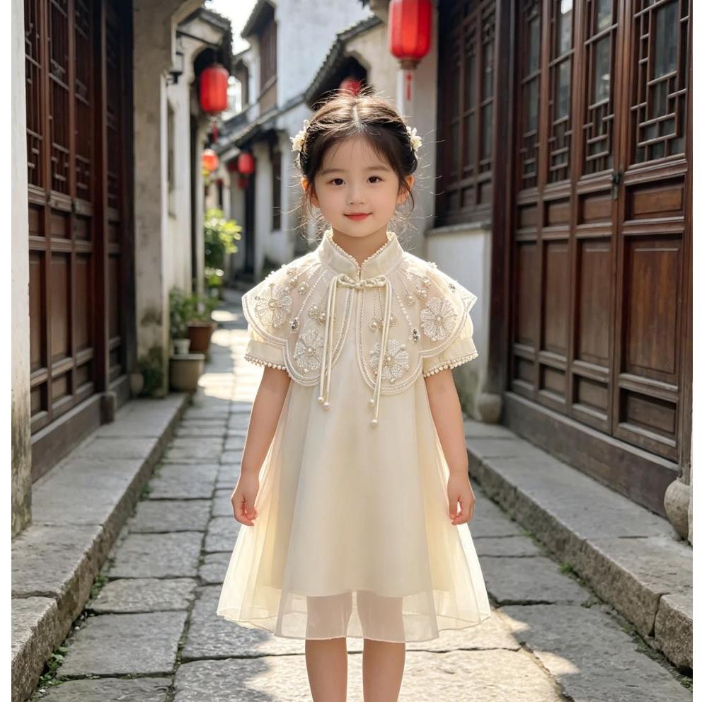 Pippikids-ชุดเดรสฤดูร้อนสําหรับเด็กผู้หญิง 2023 เสื้อผ้าเด็กสไตล์ใหม่ชุดเจ้าหญิงกี่เพ้าเด็ก