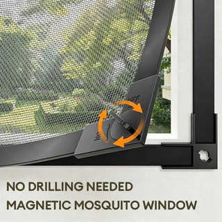 Strong magnetic screen window net with adjustable frame DIY custom mesh self-adhesive curtains detachable and washable