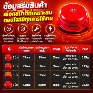 กริ่งไฟฟ้า 220V โรงเรียน โรงงาน สำนักงาน เสียงดังพิเศษ สัญญาณเตือนอุตสาหกรรม ตัวเรือนสแตนเลส ขดลวดทองแดงแท้ ทนทาน ติดผนังได้ เข้าเรียน กริ่งเลิกงาน กริ่งพักกลางวัน ขนาด 3 4 6 8 นิ้ว K337