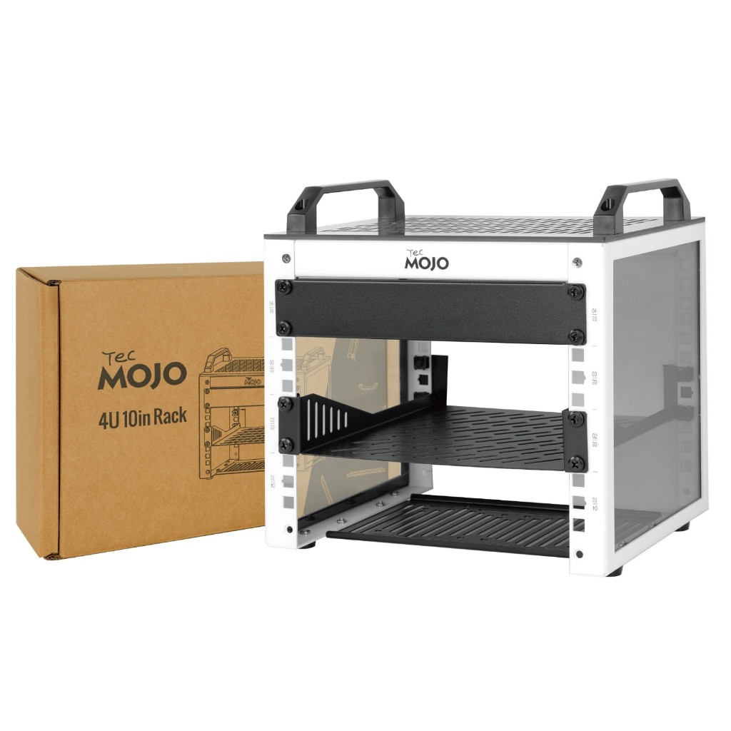 Tecmojo 10 นิ้ว 4U 200 มม.ลึกเดสก์ท็อป Mini Homelab Server Rack Raspberry Pi พร้อมชั้นวาง SBC, Micro HDMl ถึง HDMI Adapter Board, แผงเปล่า, สําหรับ 10 นิ้ว AV, NAS และ Server อุปกรณ์