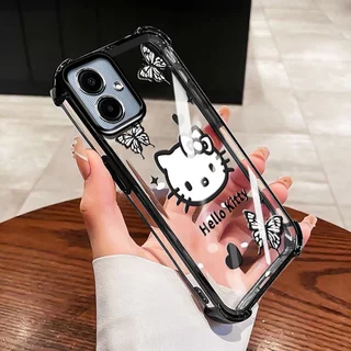 SAMSUNG YBDเคสโทรศัพท์สําหรับSamsung Galaxy A07 M07 F07 A06 A03 Core A04 A05 A04E F04 M04 A042F M05 F05 A032Fสีม่วงCat & ผีเสื้อสี่มุมAnti-Fallฝาครอบป้องกัน