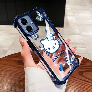 SAMSUNG YBDเคสโทรศัพท์สําหรับSamsung Galaxy A07 M07 F07 A06 A03 Core A04 A05 A04E F04 M04 A042F M05 F05 A032Fสีม่วงCat & ผีเสื้อสี่มุมAnti-Fallฝาครอบป้องกัน