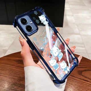 SAMSUNG YBDเคสโทรศัพท์สําหรับSamsung Galaxy A07 M07 F07 A06 A03 Core A04 A05 A04E F04 M04 A042F M05 F05 A032Fสีม่วงCat & ผีเสื้อสี่มุมAnti-Fallฝาครอบป้องกัน