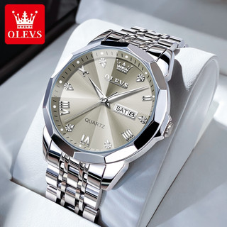 OLEVS Watch For Men Authentic New Original Waterproof Quartz Stainless Steel With Box Grey Sliver Black 9931