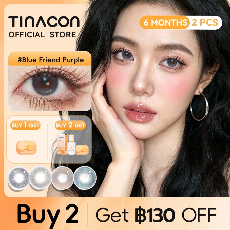 TINACON คอนแทคเลนส์ 1 คู่ 6 เดือน ตุ๊กตาคอนแทคเลนส์สายตาสั้น  Blue/Pink DIA14.2/14.5mm เลนส์ธรรมชาติ contact lens