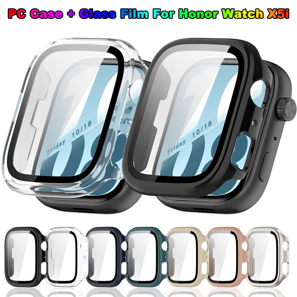 PC + กระจกนิรภัยสําหรับ Honor นาฬิกา X5i Smartwatch อุปกรณ์เสริมป้องกันกรณีฝาครอบกันชนสําหรับ Honor นาฬิกา X5i หน้าจอ Protector Shell