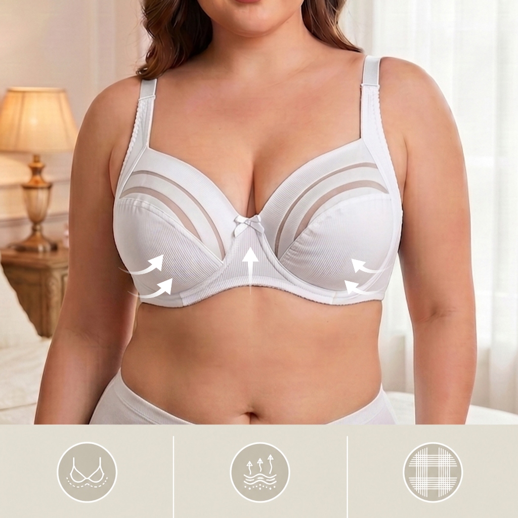 Softrhyme Plus Size Full Coverage Underwire Unlined Bra ที่รองรับด้านข้าง 38C-48C 38D-48D-2501
