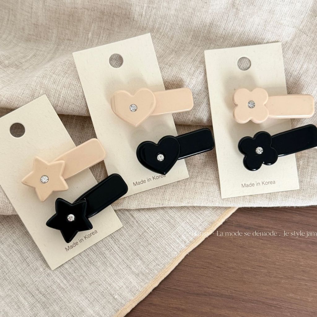 Simple Star Heart Hairpins Bangs Duckbill คลิป