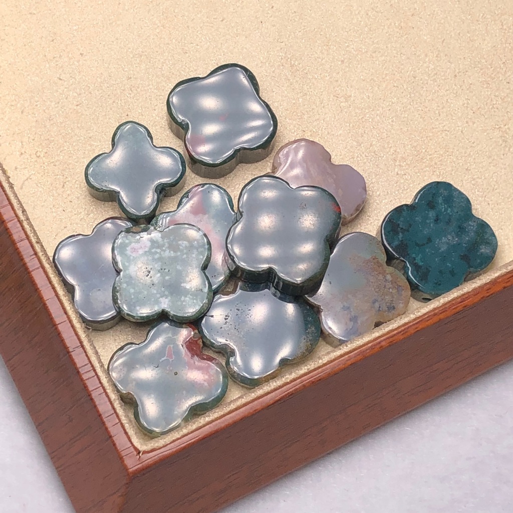 Natural Ocean Jasper Clover 18*5 มม. เสน่ห์ Ocean Fortune Clover