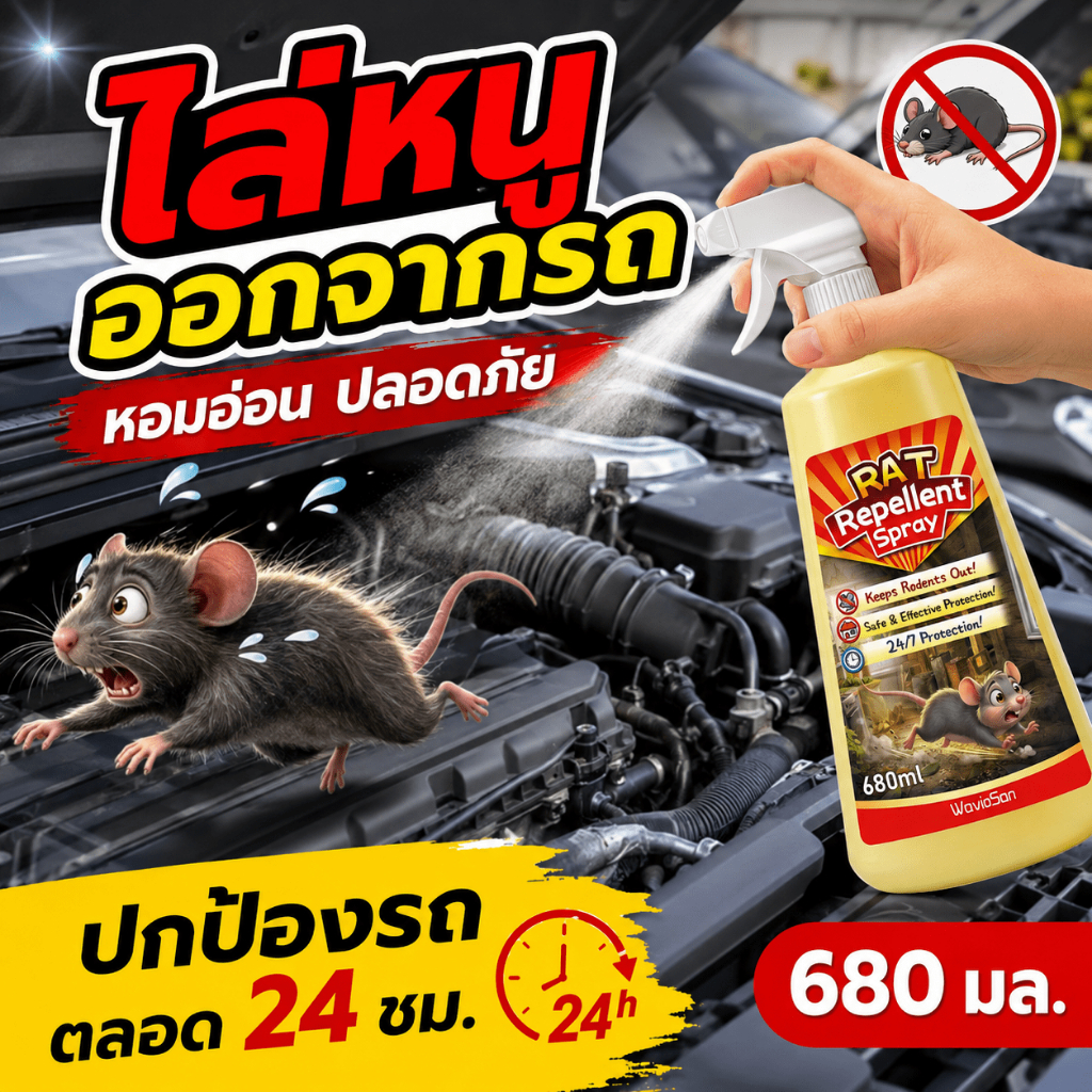 🐁ขับไล่หนูอย่างต่อเนื่อง🐁UM สเปรย์ไล่หนู ยาไล่หนู เจลไล่หนู 680ml เหมาะสำหรับรถยนต์ ห้องเครื่อง และใช้ภายในบ้าน สูตรปลอดภัย