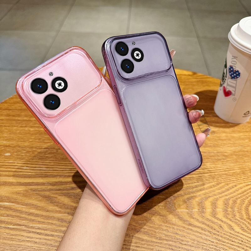 เคสสําหรับ itel P55 4G (A666L, A666LN, P666L) กล้องขนาดใหญ่หน้าต่างกันกระแทกกึ่งโปร่งใสเคสโทรศัพท์ P
