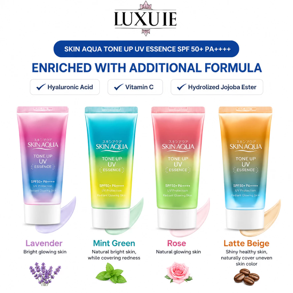 🔥แพ็กเก็ทใหม่ Skin Aqua Tone-Up UV Essence SPF50+PA++++ 80g. กันแดด กึ่งเมคอัพเบส ปรับสีผิว💥✨