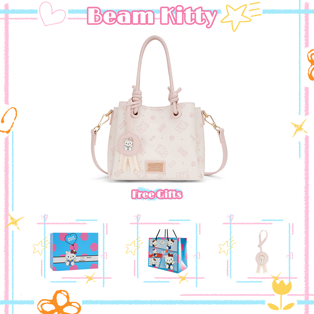 Beam Kitty กระเป๋าทรงถังของแท้ เอาใจสายหวาน กระเป๋าสะพายข้างความจุใหญ่ กระเป๋าผู้หญิงแมทช์ง่าย