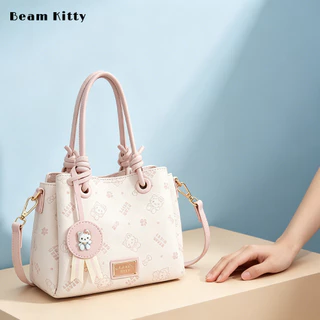 Beam Kitty กระเป๋าทรงถังของแท้ เอาใจสายหวาน กระเป๋าสะพายข้างความจุใหญ่ กระเป๋าผู้หญิงแมทช์ง่าย