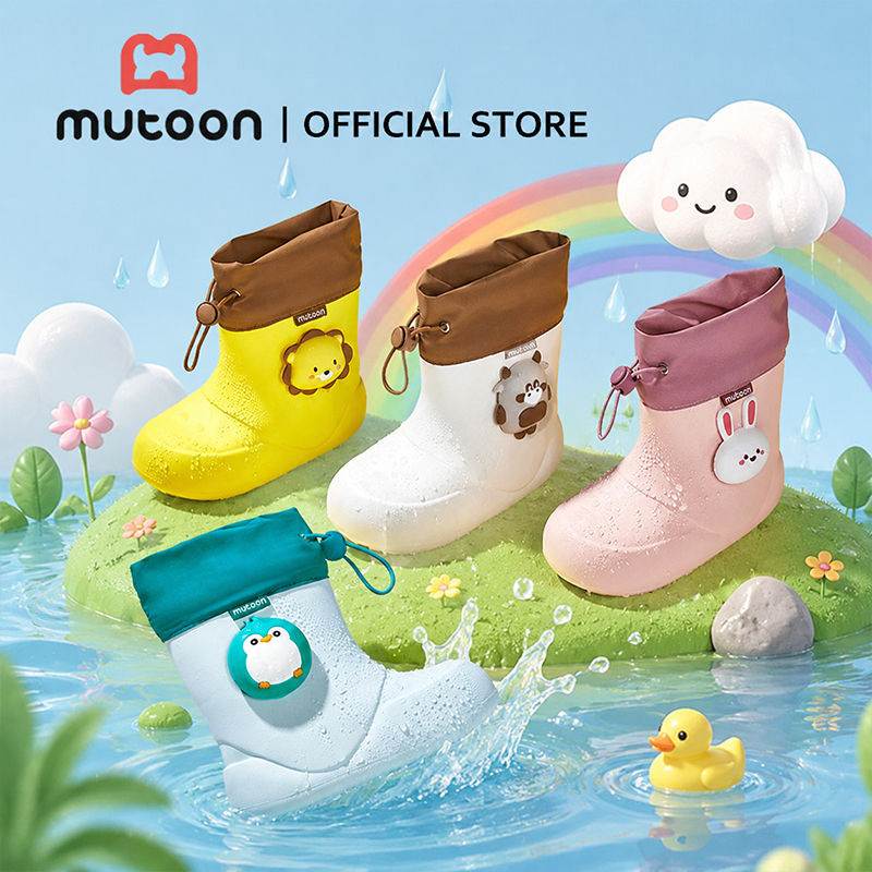 【Mutoon】รองเท้าบูทยางเด็กกันน้ำ – น้ำหนักเบา ลายการ์ตูนน่ารัก สำหรับเด็กชาย/หญิง เล่นน้ำได้）