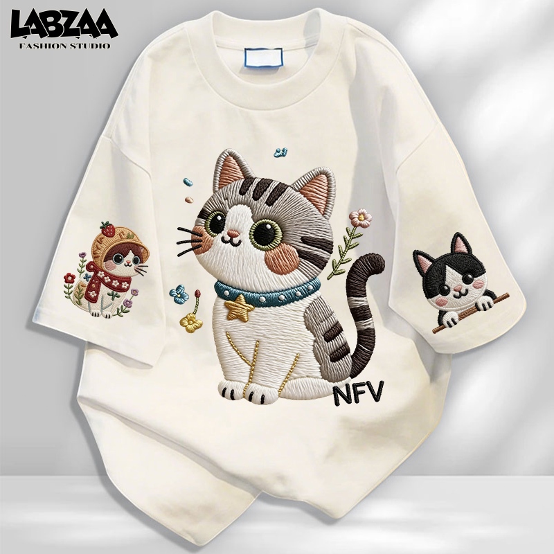 【จัดส่งจากกรุงเทพฯ】LABZAA วินเทจฟอกน้ำ เสื้อยืดแขนสั้นคอกลม ผ้าหนายับยากรีดง่าย ระบายอากาศ ผ้าฝ้าย YG4721