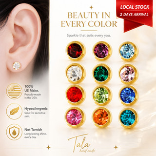 Us 10k gold earings Hypoallergenic Birthstone Stud Earring for women
