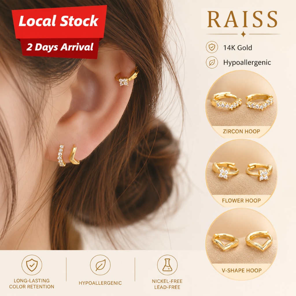 พร้อมส่ง ต่างหูห่วงเงิน sterling 92.5% ทั้งตัวเรือน ชุบทองเหลือง ต่างหูเพชร ของขวัญ หูห่วง ประดับเพชร แฟชั่นสำหรับผู้หญิง