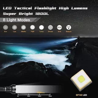 ไฟฉายชาร์จไฟได้ TD01C LED USB-C ความสว่าง 2200 Lumen, เลนส์ PMMA, โยนได้ไกล 1039 เมตร, กันน้ำ IPX8, พกพาสะดวก EDC