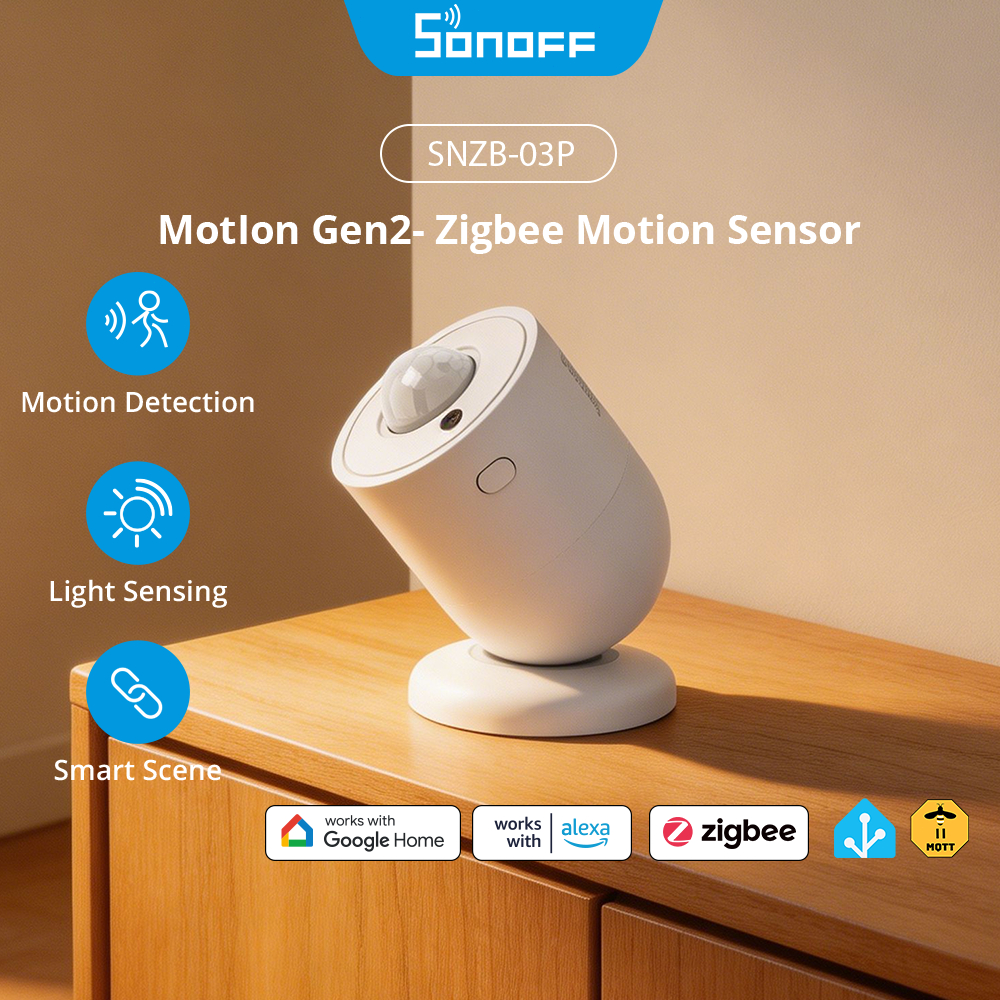 SONOFF SenseGuard Motion Gen2 Zigbee Motion Sensor SNZB-03PR2 Fast PIR Motion Detection พร้อม Cooldown ความคุ้มครองมุมกว้างพร้อมการตรวจจับที่เชื่อถือได้