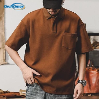 4-8XL เสื้อโปโลผู้ชายPlus Size 300lbs Heavyweight Short Sleeve Classic Casual Top