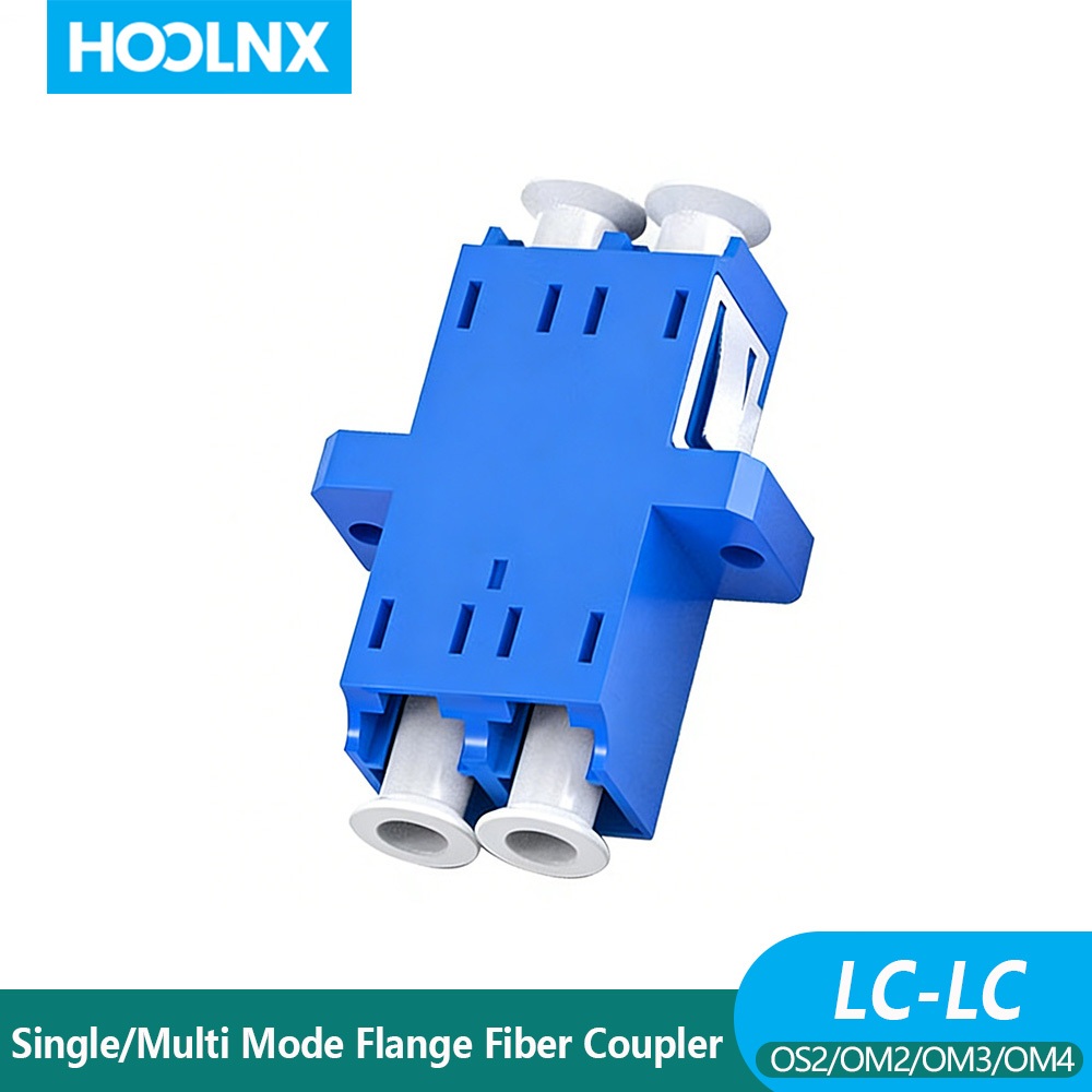 HOOLNX LC Duplex Flanged Adapter พร้อมรูสกรู เลือกตัวเลือก OS2 Singlemode, OM2, OM3, หรือ OM4 – ตัวเ