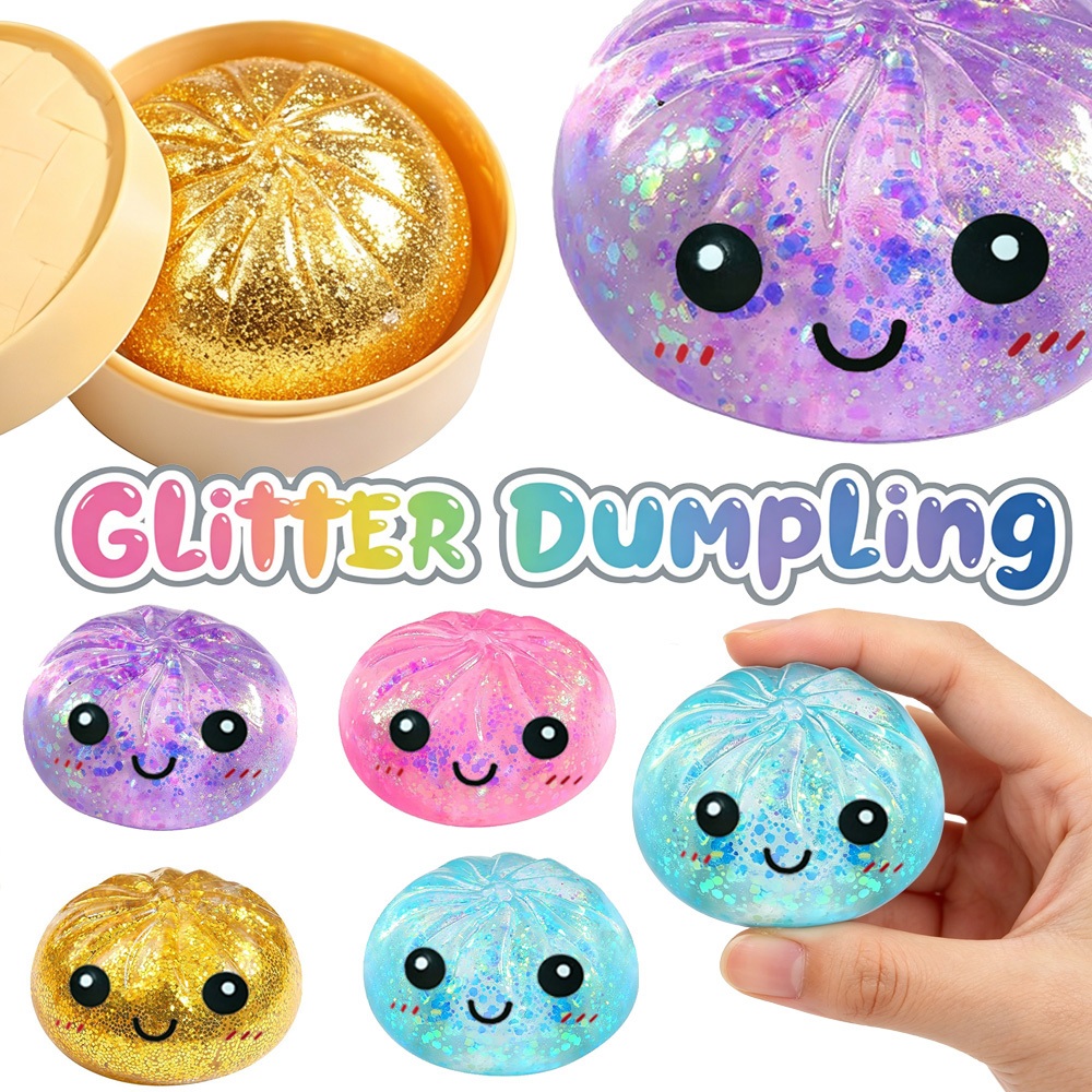 Kawaii Maltose Glitter Dumpling Squishy จําลองอาหาร Decompression ของเล่นเดสก์ท็อปเครื่องประดับ