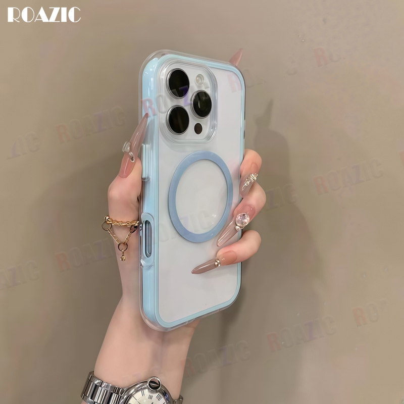 หรูหราชาร์จแม่เหล็กสําหรับ OnePlus Nord CE 5 Ace 5 Racing CE4 CE 3 Lite 5G โปร่งใส 2-in-1 กันกระแทก Anti-fall Aesthetic Candy Jelly นุ่มฝาครอบโทรศัพท์ BK03