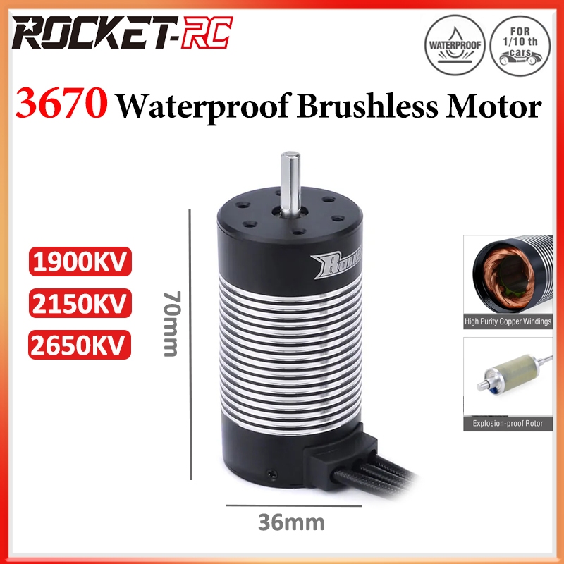Surpaee Hobby 3670 1900KV/2150KV/2650KV กันน้ํามอเตอร์ไร้แปรง 5 มม.เพลาสําหรับ 1/10 RC Drift Crawler